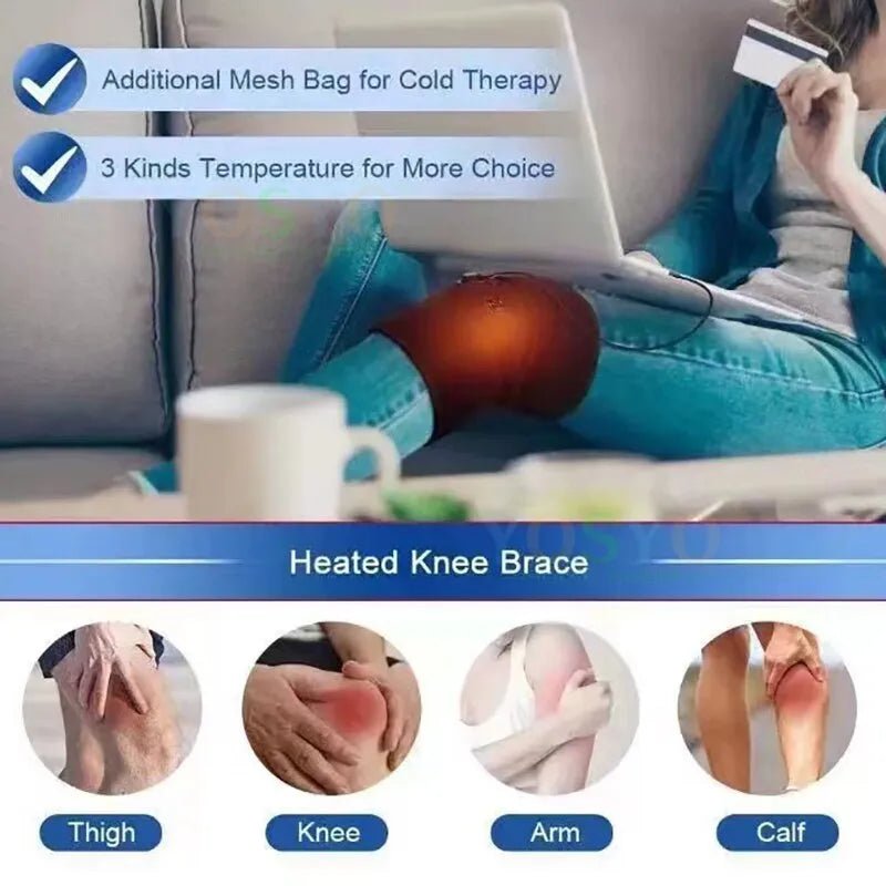 Electric Knee Heating Pad USB Thermal Therapy Heated Knee Brace Support for Arthritis Joint Pain Relief Old Cold Leg Knee Warmer - SANTARELLA