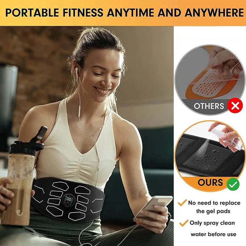 Electronic Abs Muscle Stimulator Waist Trimmers Abdominal Toning Belt Fitness Body Slimming Massager Weight Loss Massage - SANTARELLA