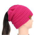 High Bun Ponytail Beanie Hat Chunky Soft Stretch Cable Knit Warm Fuzzy Lined Skull Beanie Acrylic Hats Men And Women - SANTARELLA