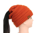 High Bun Ponytail Beanie Hat Chunky Soft Stretch Cable Knit Warm Fuzzy Lined Skull Beanie Acrylic Hats Men And Women - SANTARELLA