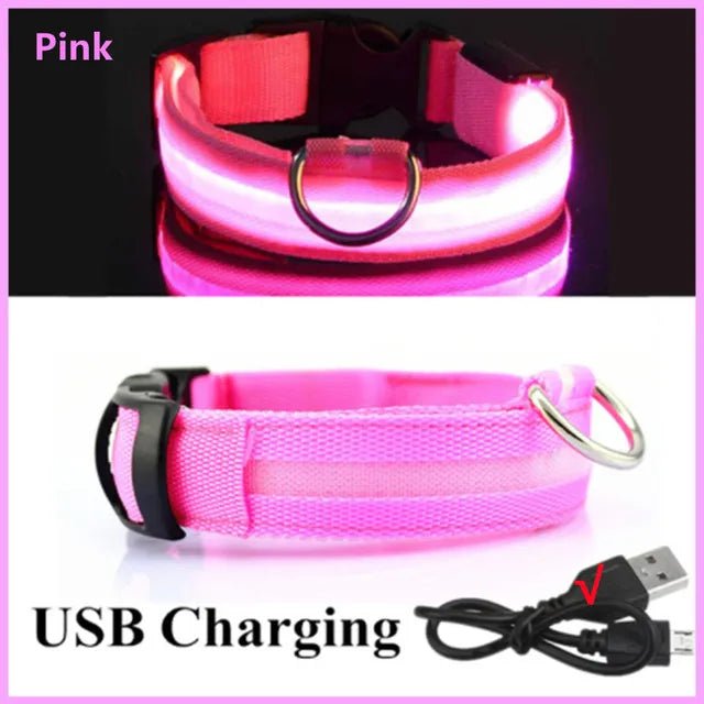 LED Glowing Dog Collar Adjustable Flashing Rechargea Luminous Collar Night Anti-Lost Dog Light HarnessFor Small Dog Pet Products - SANTARELLA