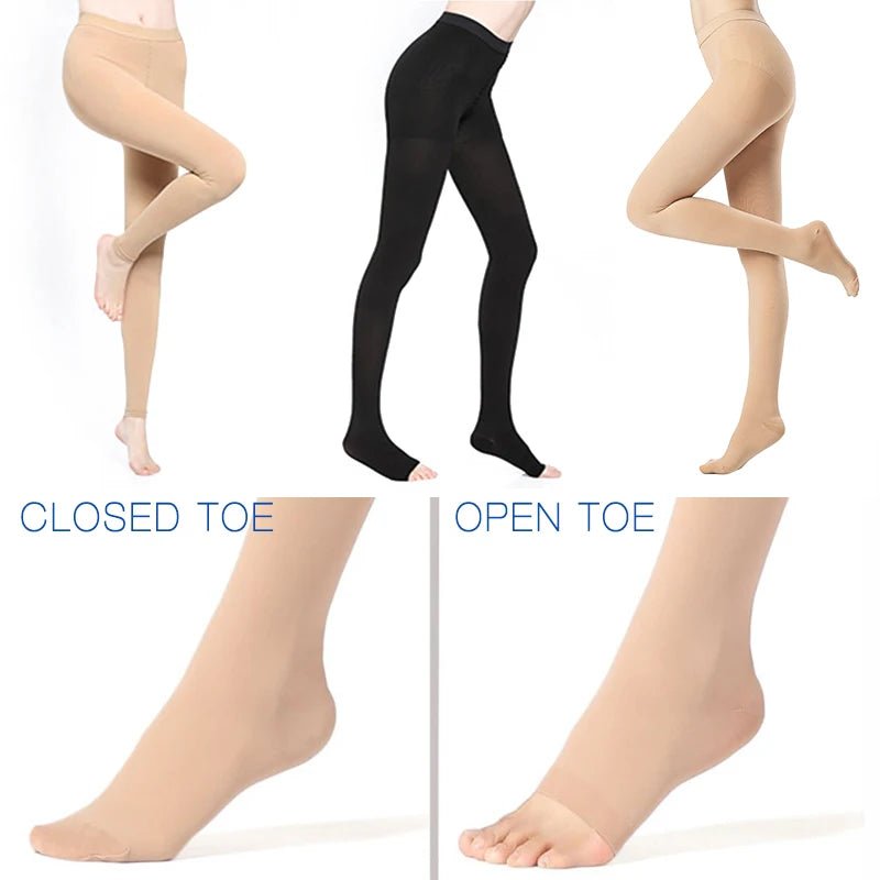 Medical Compression Stockings Women Pantyhose Open Toe for Varicose Veins - SANTARELLA