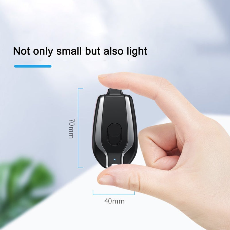 Mini Power Emergency Pod Keychain Charger With Type-C Ultra- 1500mAh Compact Mini Battery Pack Fast Charging Backup Power Bank - SANTARELLA