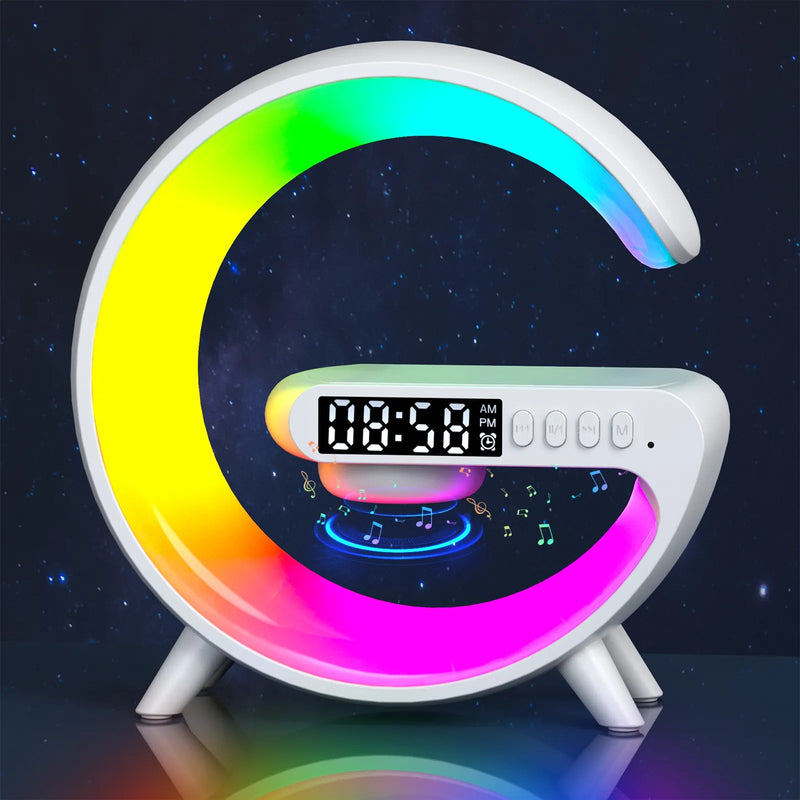 Multifunction Wireless Charger Pad Stand Speaker TF RGB Night Light 15W Fast Charging Station for iPhone Samsung Xiaomi Huawei - SANTARELLA