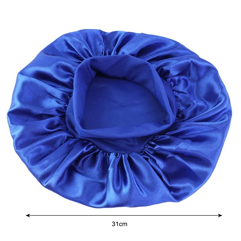 New Women's Satin Solid Wide-brimmed Sleeping Hat Unisex Head Wrap Elastic Band Cap Hair Care Bonnet Night Hat bonnet de nuit - SANTARELLA