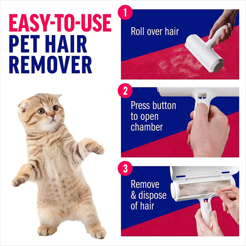 Pet Hair Remover Roller - Dog & Cat Fur Remover with Self-Cleaning Base - Efficient Animal Hair Removal Tool - Perfect for Furni - SANTARELLA