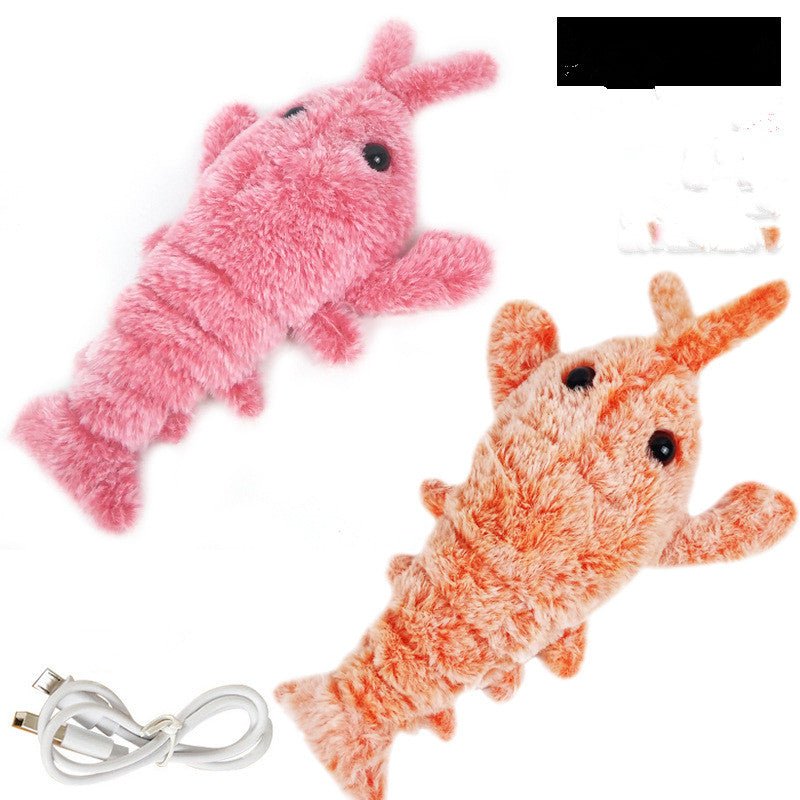 Pet Toys Electric Jumping Shrimp USB Charging Simulation Lobster Funny Cat Plush Pets Toy - SANTARELLA