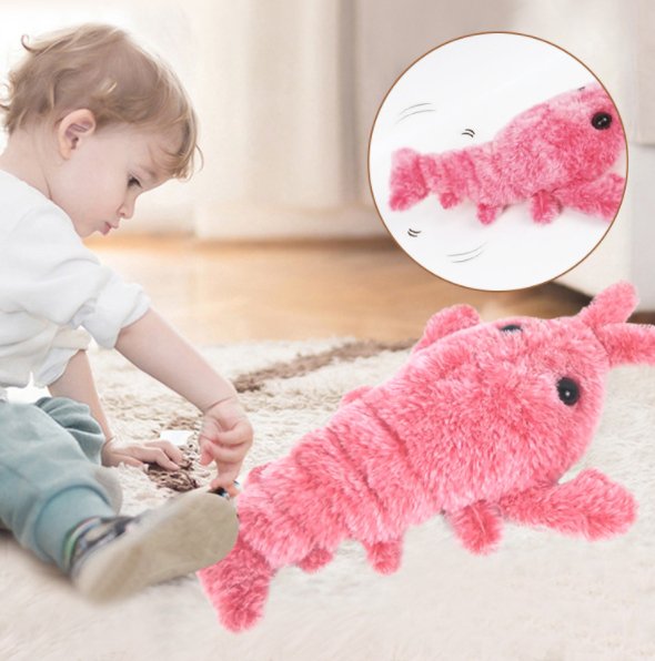 Pet Toys Electric Jumping Shrimp USB Charging Simulation Lobster Funny Cat Plush Pets Toy - SANTARELLA