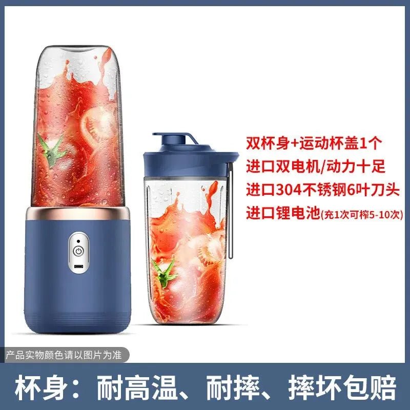 Portable Small Electric Juicer Stainless Steel Blade Cup Juicer Fruit Automatic Smoothie Blender Kitchen Tool - SANTARELLA