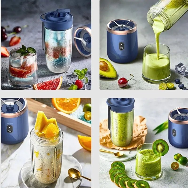 Portable Small Electric Juicer Stainless Steel Blade Cup Juicer Fruit Automatic Smoothie Blender Kitchen Tool - SANTARELLA