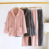 Simple Coral Fleece Couple Pajamas For Women Autumn And Winter - SANTARELLA