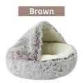 Soft Plush Pet Bed with Cover Round Cat Bed Pet Mattress Warm Cat Dog 2 in 1 Sleeping Nest Cave for Small Dogs - SANTARELLA