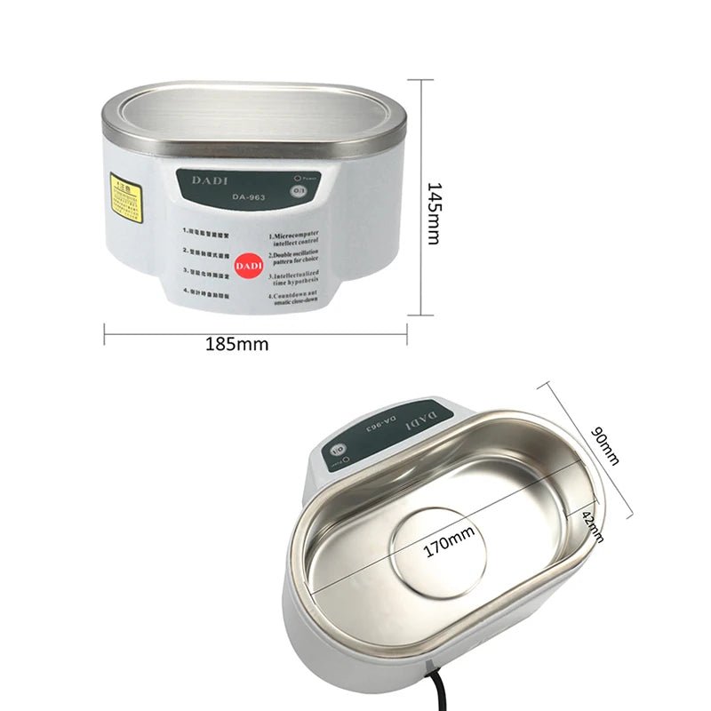 Ultrasonic Cleaner Ultrasonic Bath for Jewelry Parts Glasses Circuit Board Cleaning 628ml - SANTARELLA