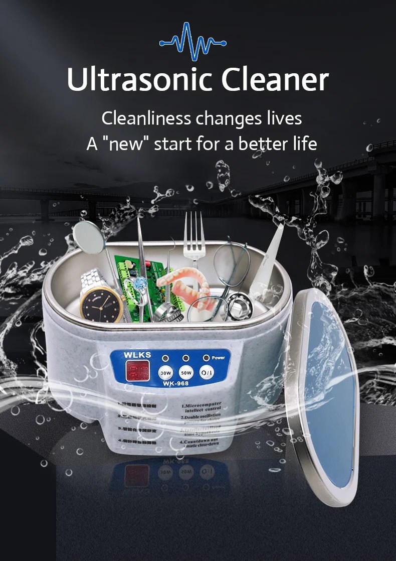 Ultrasonic Cleaner Ultrasonic Bath for Jewelry Parts Glasses Circuit Board Cleaning 628ml - SANTARELLA