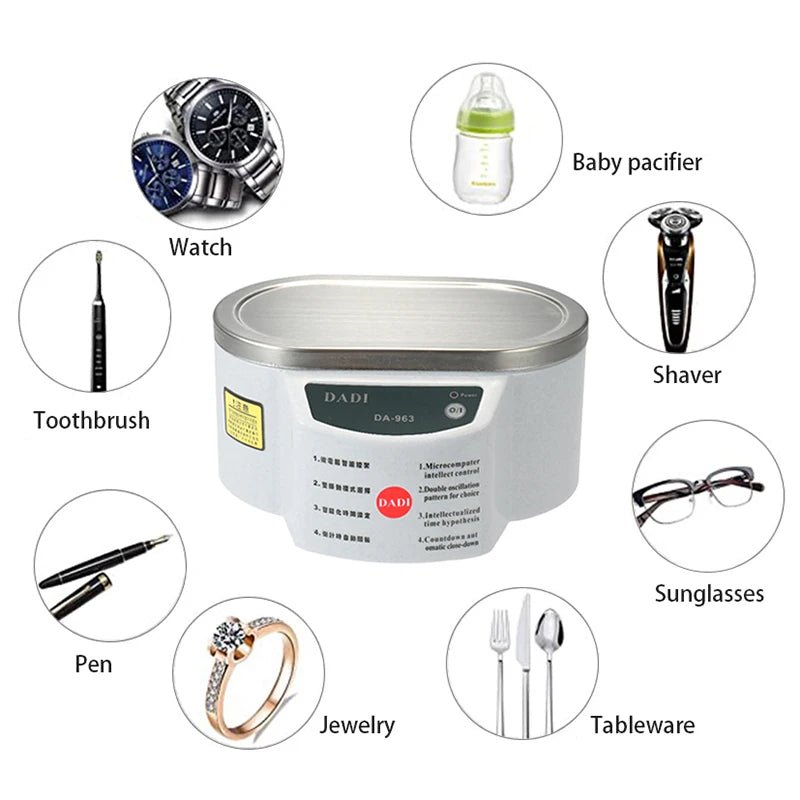 Ultrasonic Cleaner Ultrasonic Bath for Jewelry Parts Glasses Circuit Board Cleaning 628ml - SANTARELLA