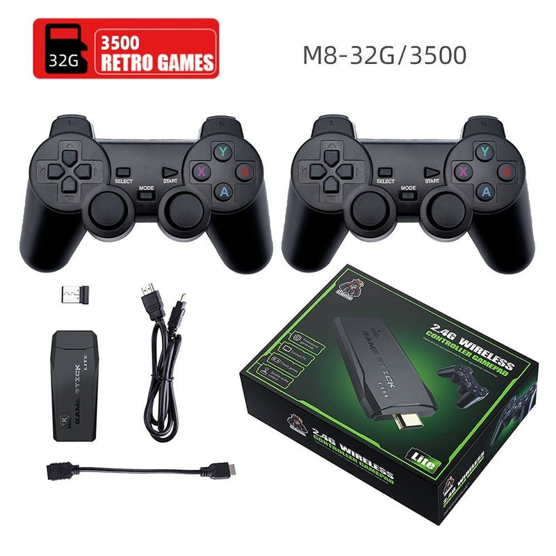 Video Game Stick Lite 4K Video Game M8 Console 64GB Double Wireless Controller For 10000 Retro Games Kid Xmas Gift - SANTARELLA