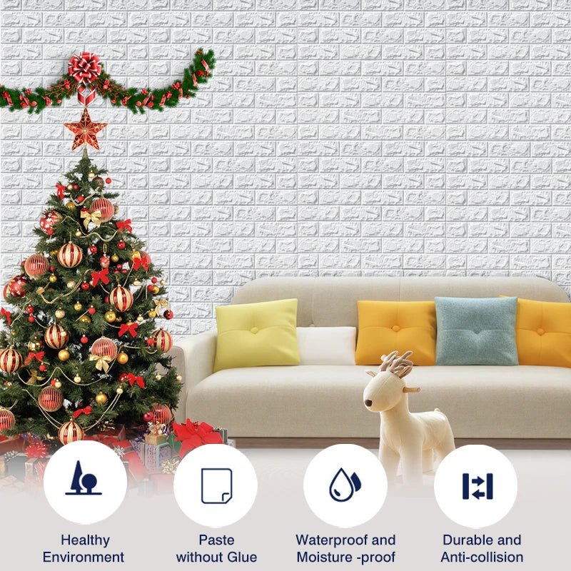 Wall Sticker Imitation Brick Bedroom Christmas Home Decoration Waterproof Self Adhesive Wallpaper For Living Room - SANTARELLA