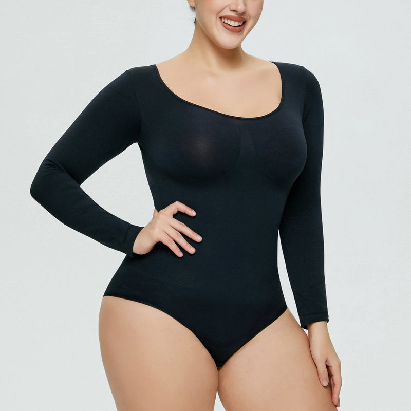 Women's One-piece Bottoming Shirt Long-sleeved Corset Body Shaper Seamless Jumpsuit - SANTARELLA